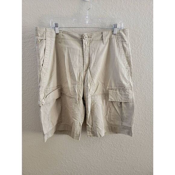 Converse All Star Mens Cargo Shorts Mid Length Cream Size 34 - Picture 1 of 3